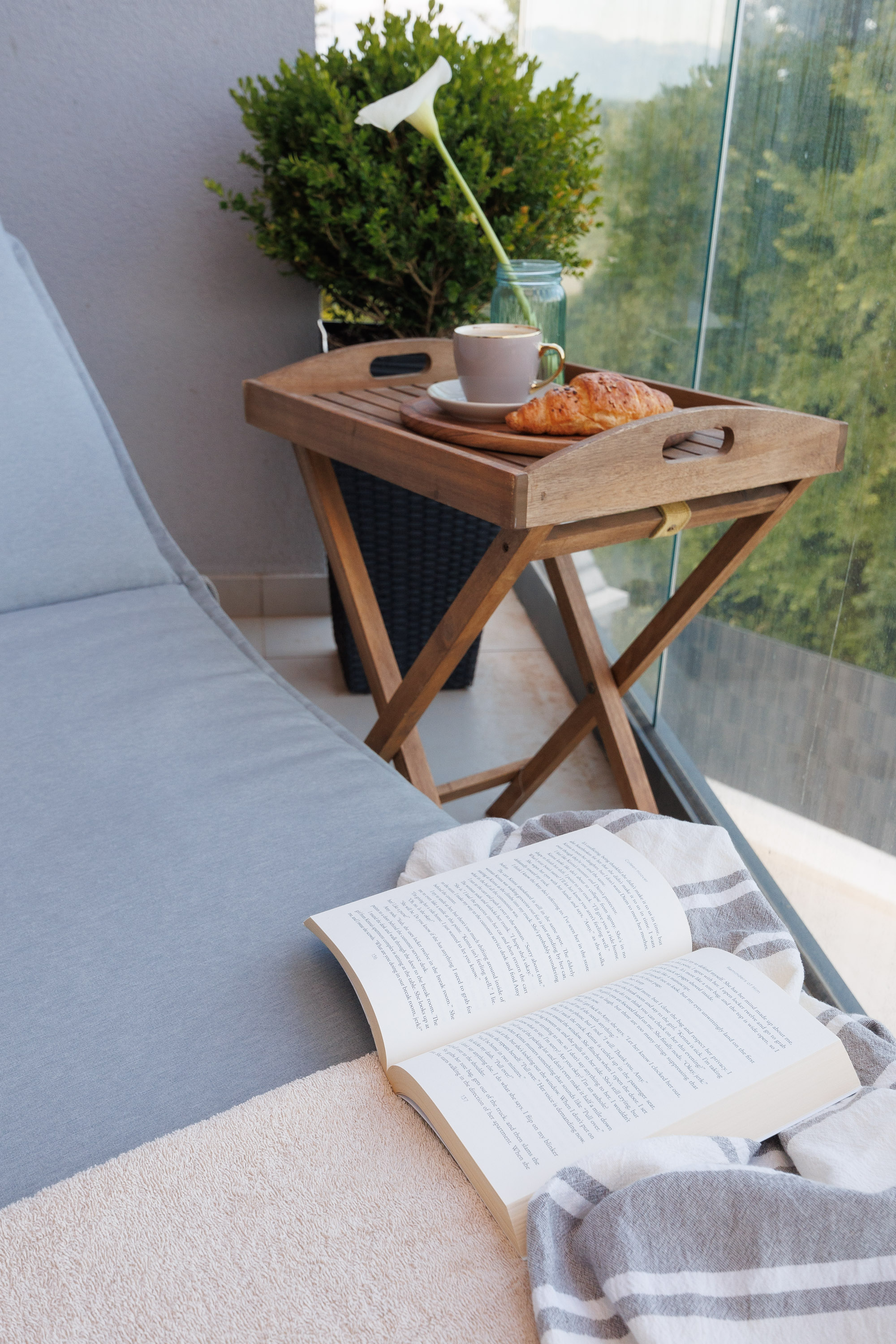 Coffee and a book on the balcony