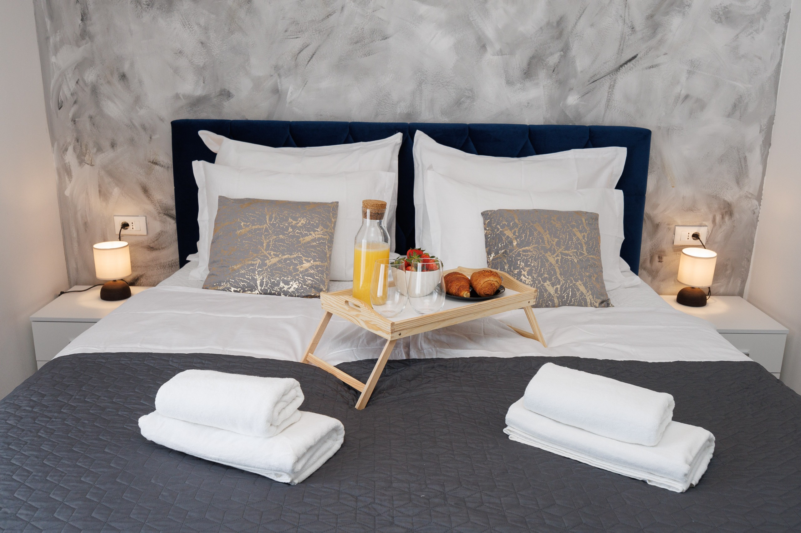 Master bedroom with breakfast tray