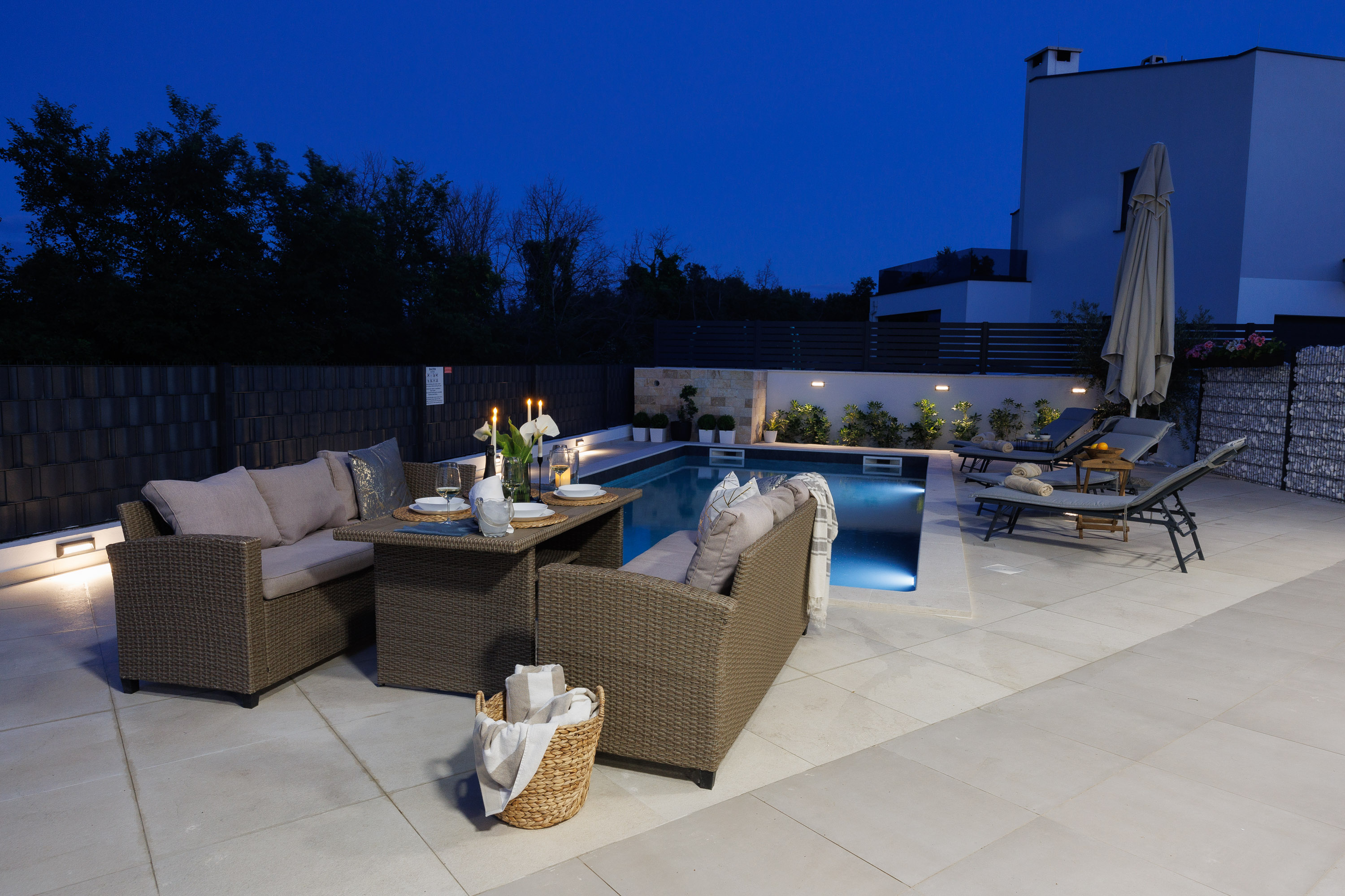 Outdoor dining at night