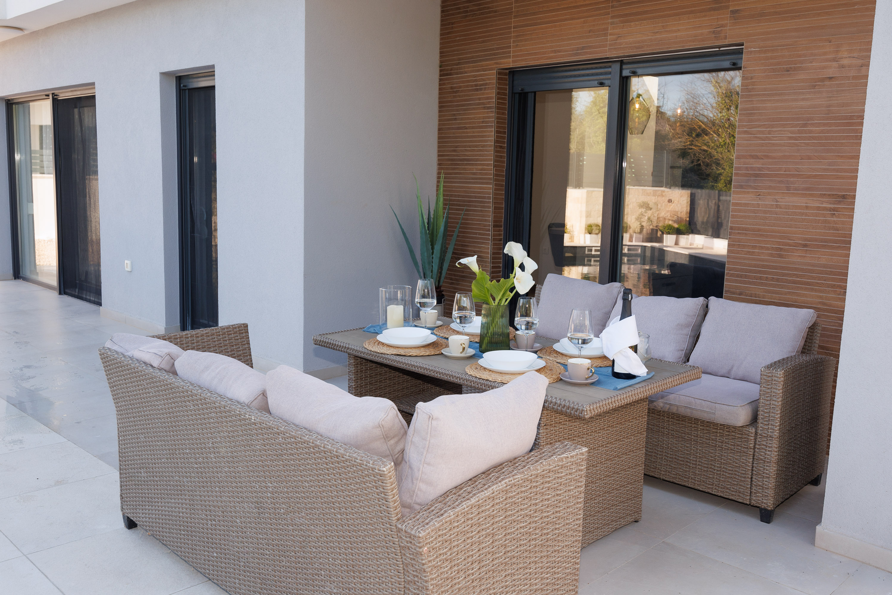 Covered patio dining area