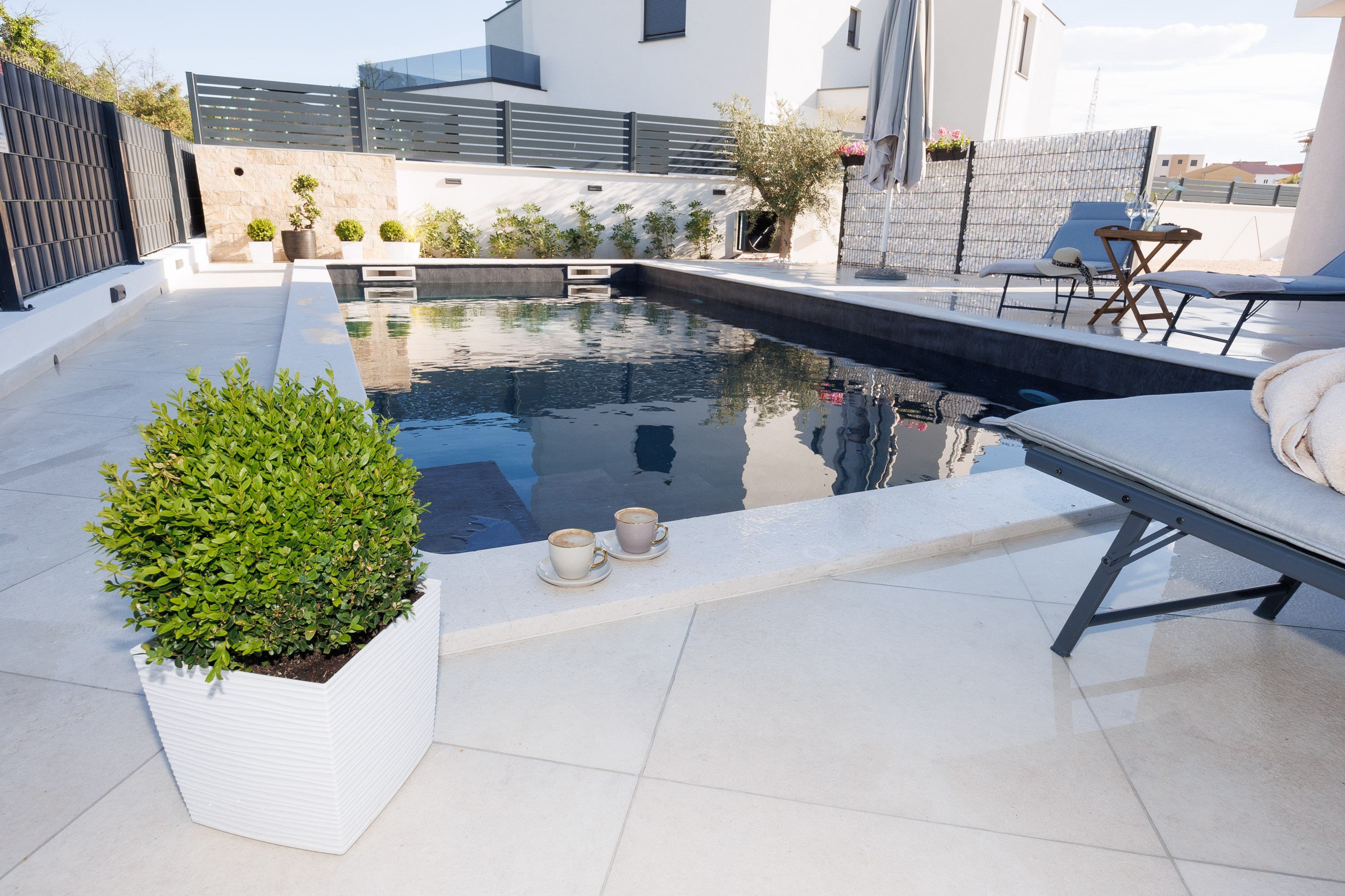 Morning coffee by the pool
